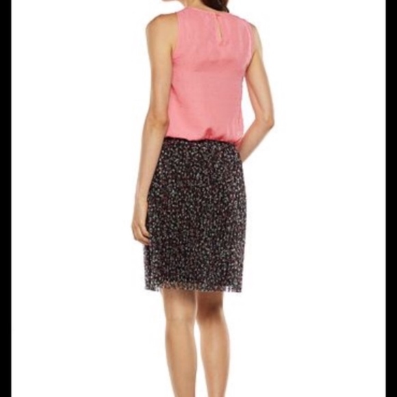 ELLE Skirt Pleated A-Line Lace Lined Black Floral X-Large - Picture 4 of 5